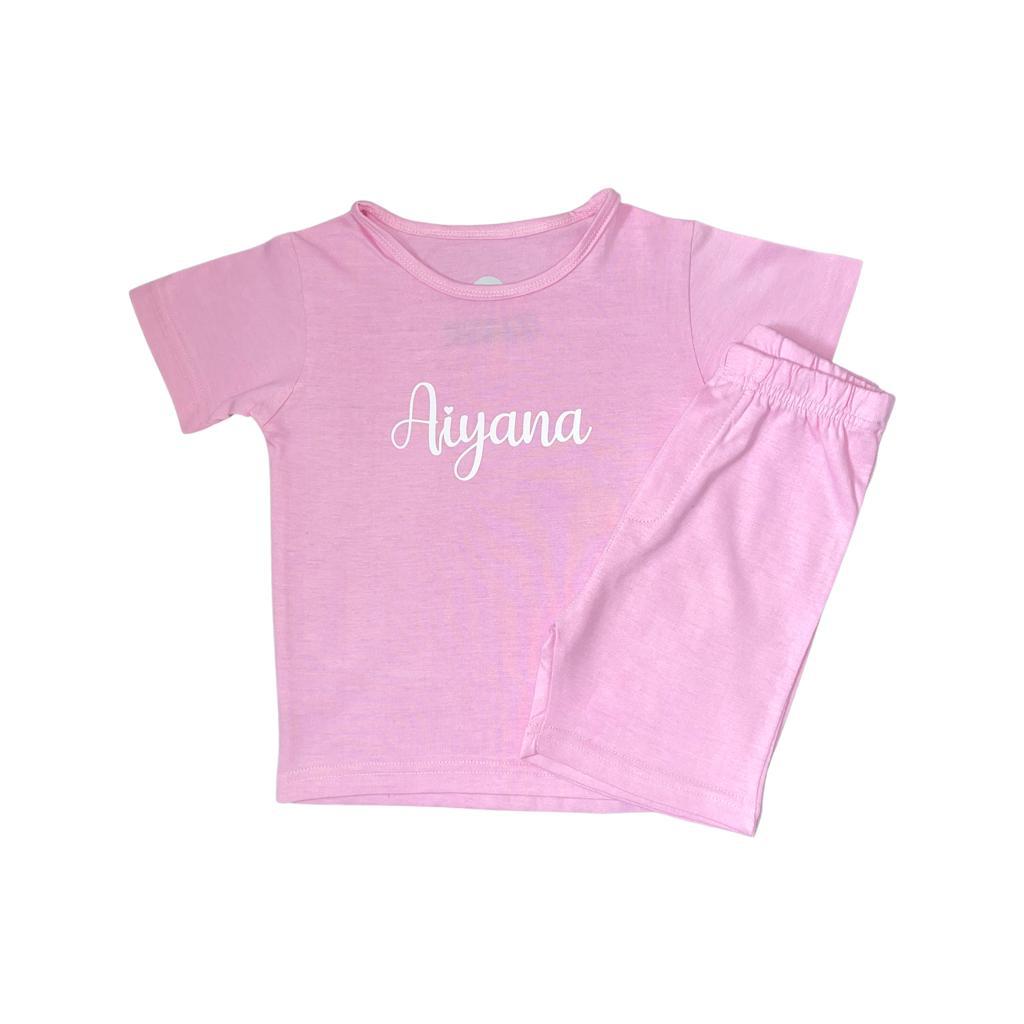 Personalised Plain Pink Tee and Shorts