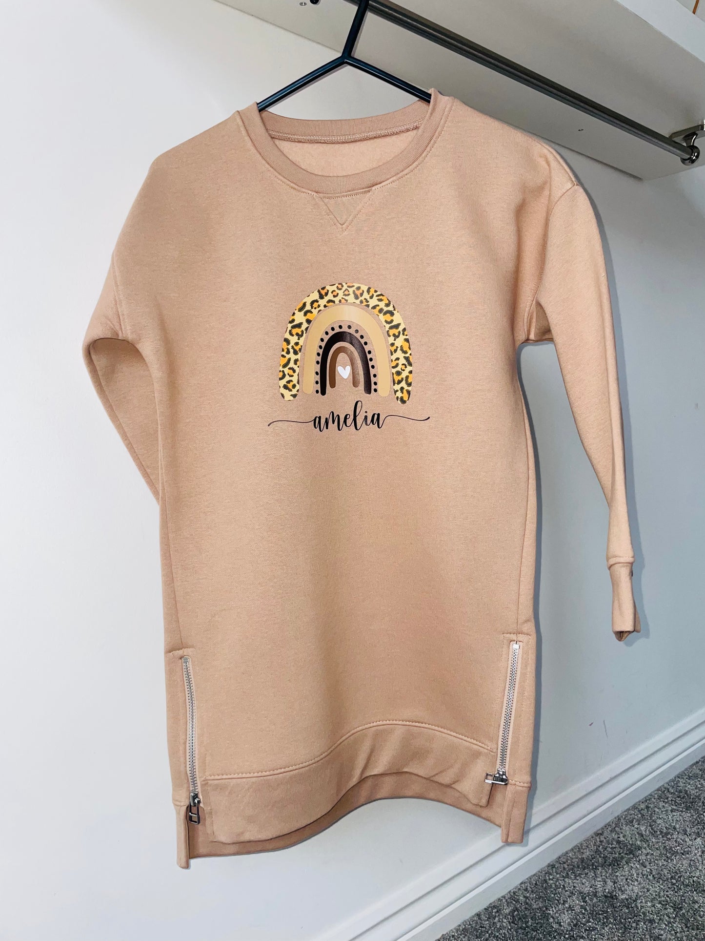 Personalised Beige Jumper Dress