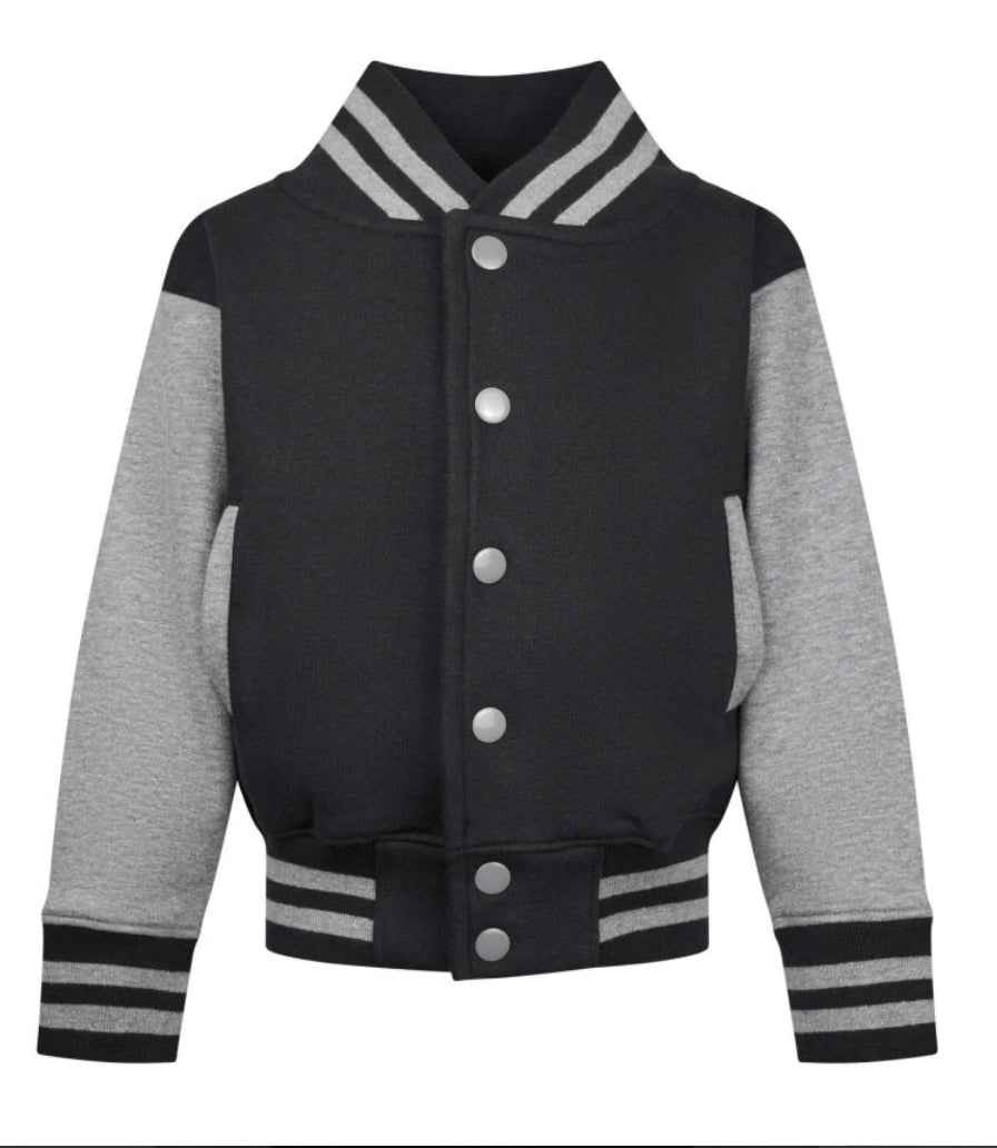 Personalised Black and Grey Varsity Jacket